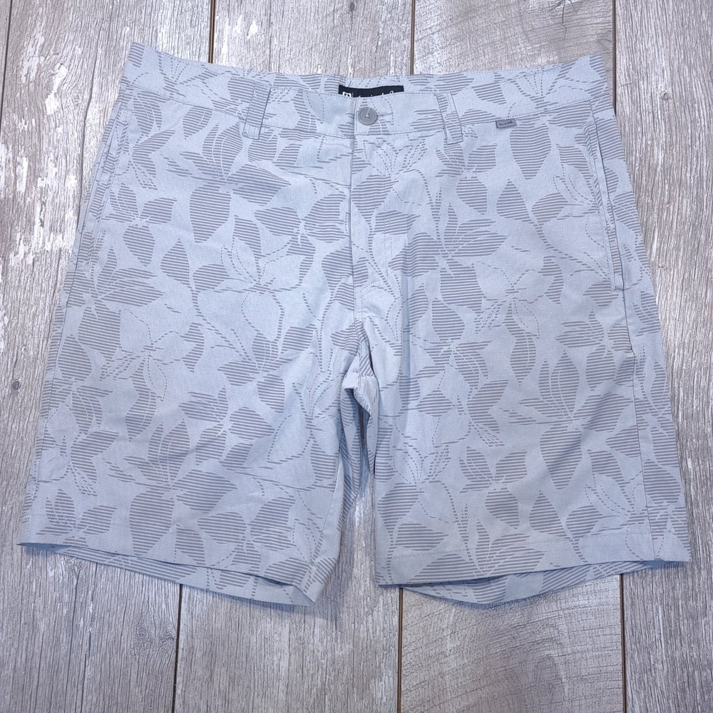Travis Mathew Golf Shorts Mens 36 Gray Floral Performance Stretch Casual